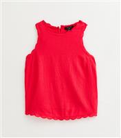 Women's Tall Red Linen Blend Scalloped Trim Vest New Look