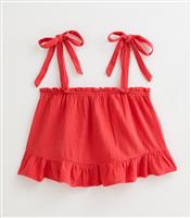 Women's Tall Red Cotton Tie Shoulder Cami Top New Look