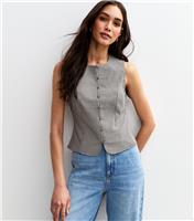 Women's Black Gingham Jersey Button Up Top New Look