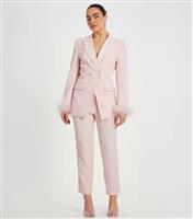 Women's Petite Pink Straight Leg Trousers Quiz New Look