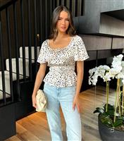 Women's White Spot Print Square Neck Top AX Paris New Look