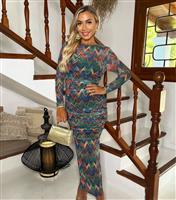 Women's Multicoloured Zig Zag Print Midi Dress AX Paris New Look