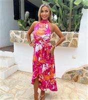 Women's Pink Floral Print Ruffled Maxi Dress AX Paris New Look