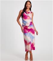 Women's Pink Abstract Print Sleeveless Midi Dress Quiz New Look