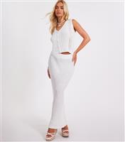 Women's Cream Textured Knit Maxi Skirt Quiz New Look