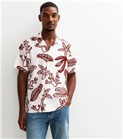 Men's White Crinkled Texture Printed Shirt Jack & Jones New Look