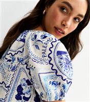 Women's Blue Palermo Print V-Neck Top New Look