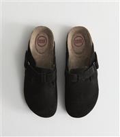 Men's Black Faux Suede Mules Jack & Jones New Look