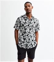 Men's Black Floral Print Short Sleeve Shirt Jack & Jones New Look