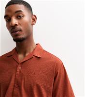 Men's Orange Seersucker Resort Shirt Jack & Jones New Look
