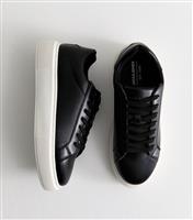Men's Black Faux Leather Trainers Jack & Jones New Look