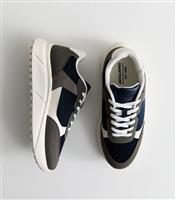 Men's Grey Faux Suede and Leather Panelled Trainers Jack & Jones New Look