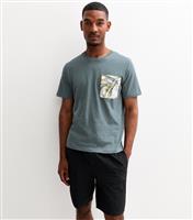 Men's Grey Printed Pocket T-Shirt Jack & Jones New Look