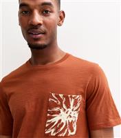 Men's Orange Printed Pocket T-Shirt Jack & Jones New Look