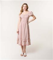 Women's Pink Border Print Midi Dress Blue Vanilla New Look