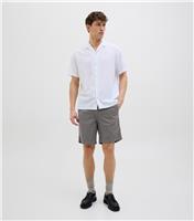 Men's Grey Linen Look Logo Label Shorts Jack & Jones New Look