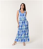 Women's Blue Printed Bubble Hem Maxi Dress Blue Vanilla New Look