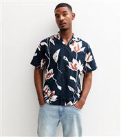 Men's Navy Floral Print Resort Shirt Jack & Jones New Look