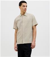Men's Stone Regular Seersucker Short Sleeve Shirt Jack & Jones New Look