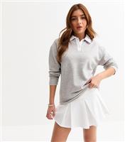 Girls' Marl Grey Relaxed Polo Shirt New Look