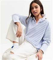 Girls' Blue Stripe Print Polo Shirt New Look