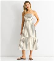 Women's White Striped Bardot Midi Dress Gini London New Look