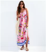 Women's Pink Lobster Print Maxi Beach Dress New Look