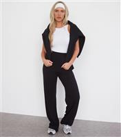 Women's Black Ribbed Jersey Trousers WKNDGIRL New Look