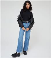 Women's Black Ribbed High Neck Long Sleeve Top WKNDGIRL New Look