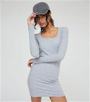 Women's Grey Ribbed Square Neck Mini Dress WKNDGIRL New Look
