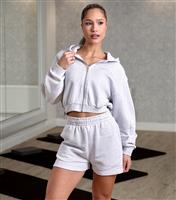Women's Grey Compose Full Zip Cropped Hoodie Gym King New Look