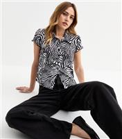 Women's Black Zebra Print Mesh Shirt New Look
