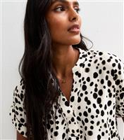 Women's White Dalmatian Print V-Neck Blouse New Look