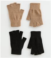 Pack of 2 Black Fingerless Gloves New Look
