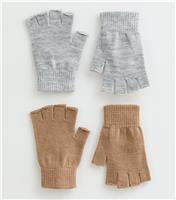 Pack of 2 Camel Fingerless Gloves New Look