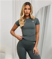 Women's 365 Khaki Green Cap Sleeve T-Shirt Gym King New Look