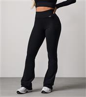 Women's Black Plush Flared Trousers Gym King New Look
