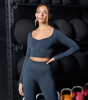 Women's Bright Blue Sculpt Long Sleeve Top Gym King New Look