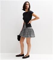 Women's Black Checked Puffball Mini Skirt New Look