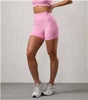 Women's Pink Ribbed Panel Logo Print Shorts Gym King New Look
