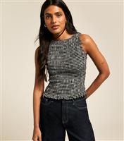 Women's Black Checked Shirred Vest New Look
