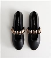 Women's Black Harmonica Faux Leather Studded Strap Flats Public Desire New Look