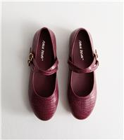 Women's Dark Burgundy Roma Faux Leather Crocodile Embossed Flats Public Desire New Look