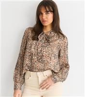 Women's Rust Animal Print Blouse Gini London New Look