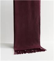 Burgundy Long Fringed Midweight Knit Scarf New Look