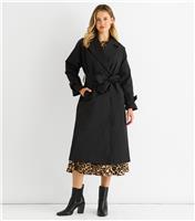 Women's Black Belted Trench Coat Gini London New Look