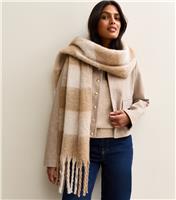 Brown Checked Heavyweight Scarf New Look