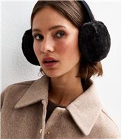 Black Faux Fur Ear Muffs New Look