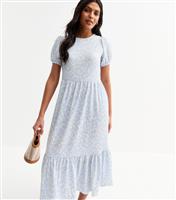 Women's Blue Crinkle Texture Patterned Midi Dress New Look