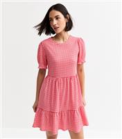 Women's Red Gingham Check Jersey Mini Dress New Look